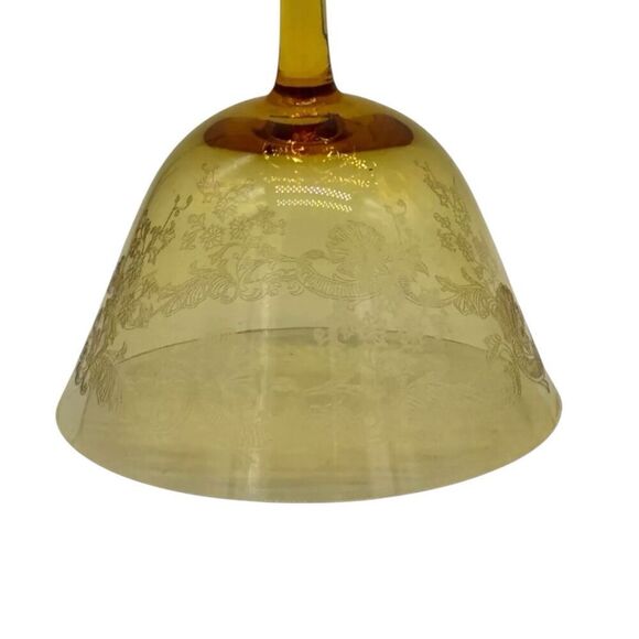 Depression Glass Amber Cordial Glass Dessert Bowl Delicate Etching - Picture 2 of 7